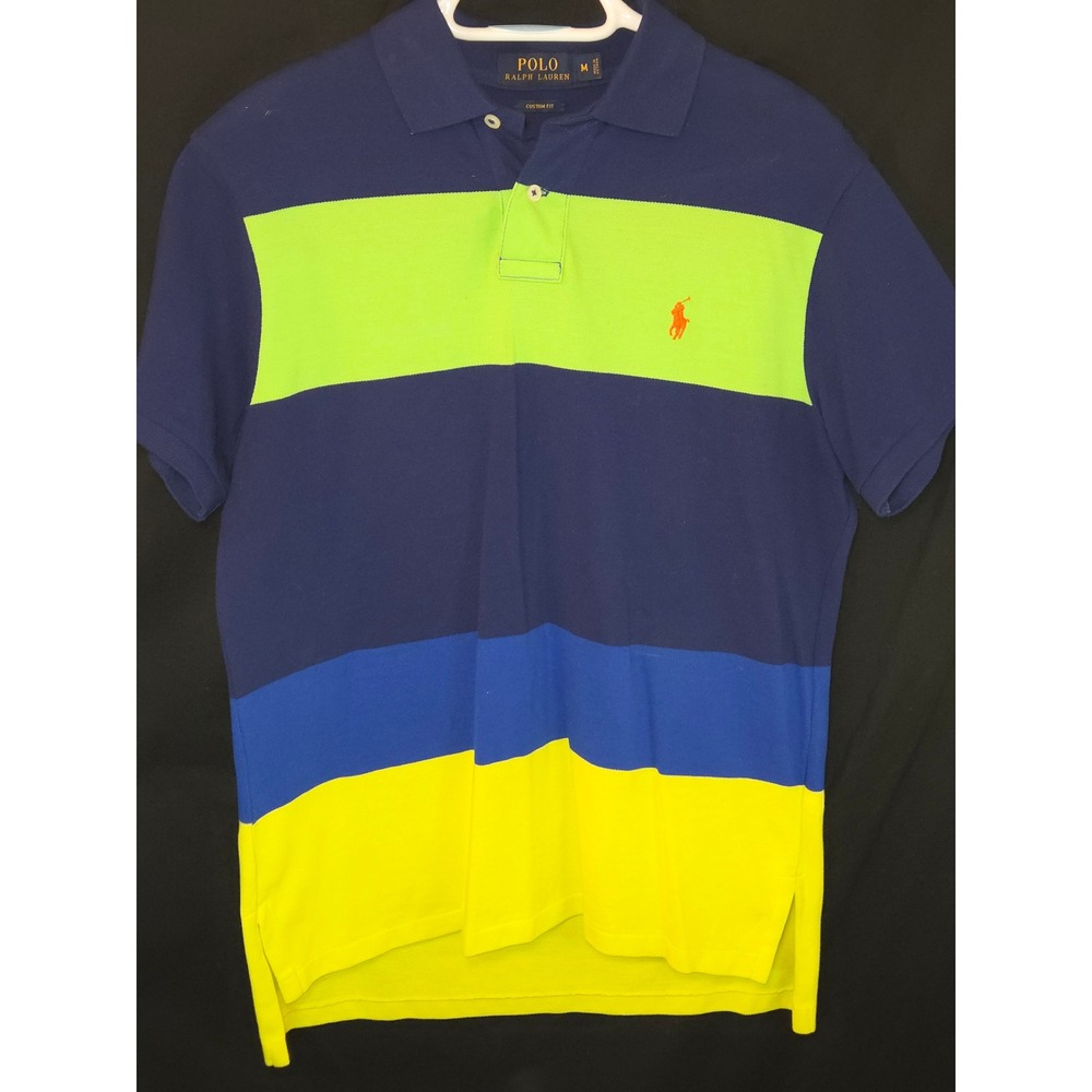 Polo Ralph Lauren Custom Fit Men's Striped Colorblock Polo Shirt Size Medium NEW